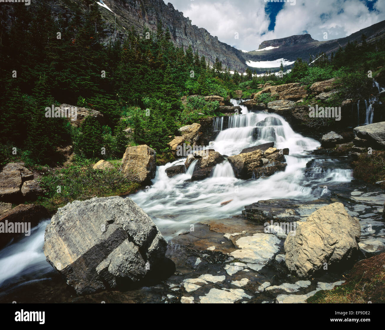 Il pranzo Creek e Pollock Mountain,il Glacier National Park, Montana, USA Foto Stock