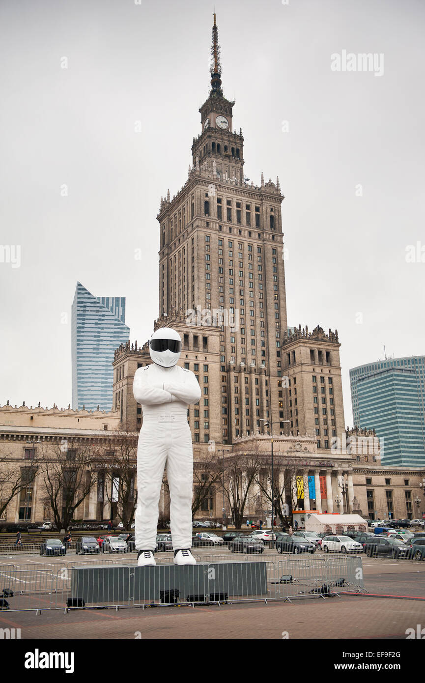 Varsavia, Polonia. Il 29 gennaio, 2015. Grande Stig Top Gear effige Foto Stock