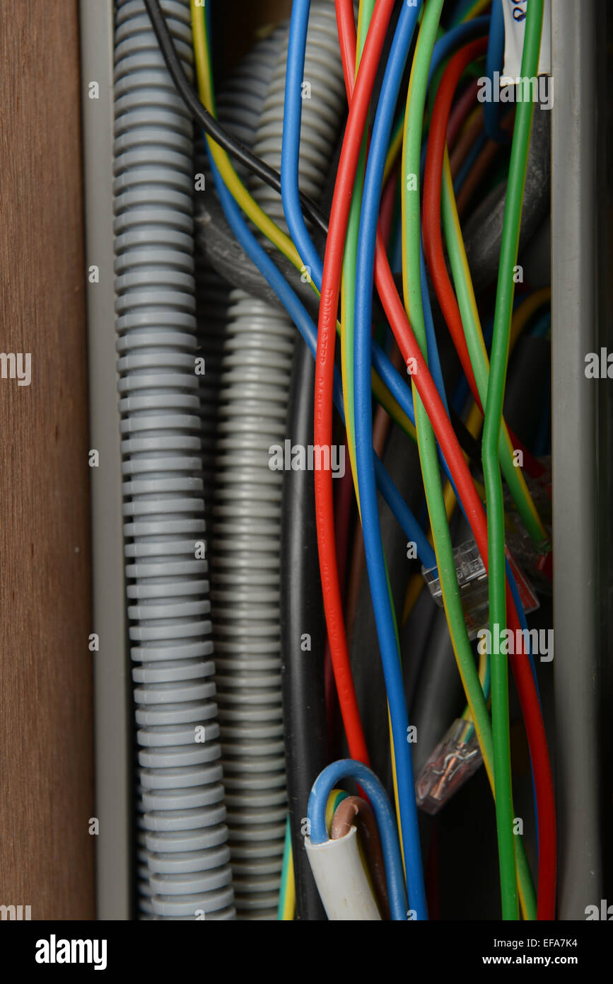 Apparecchiature elettriche lavori di ristrutturazione Foto Stock