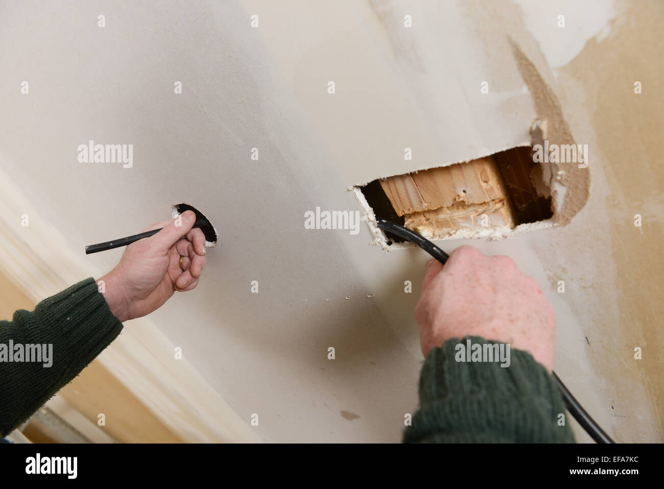 Apparecchiature elettriche lavori di ristrutturazione Foto Stock