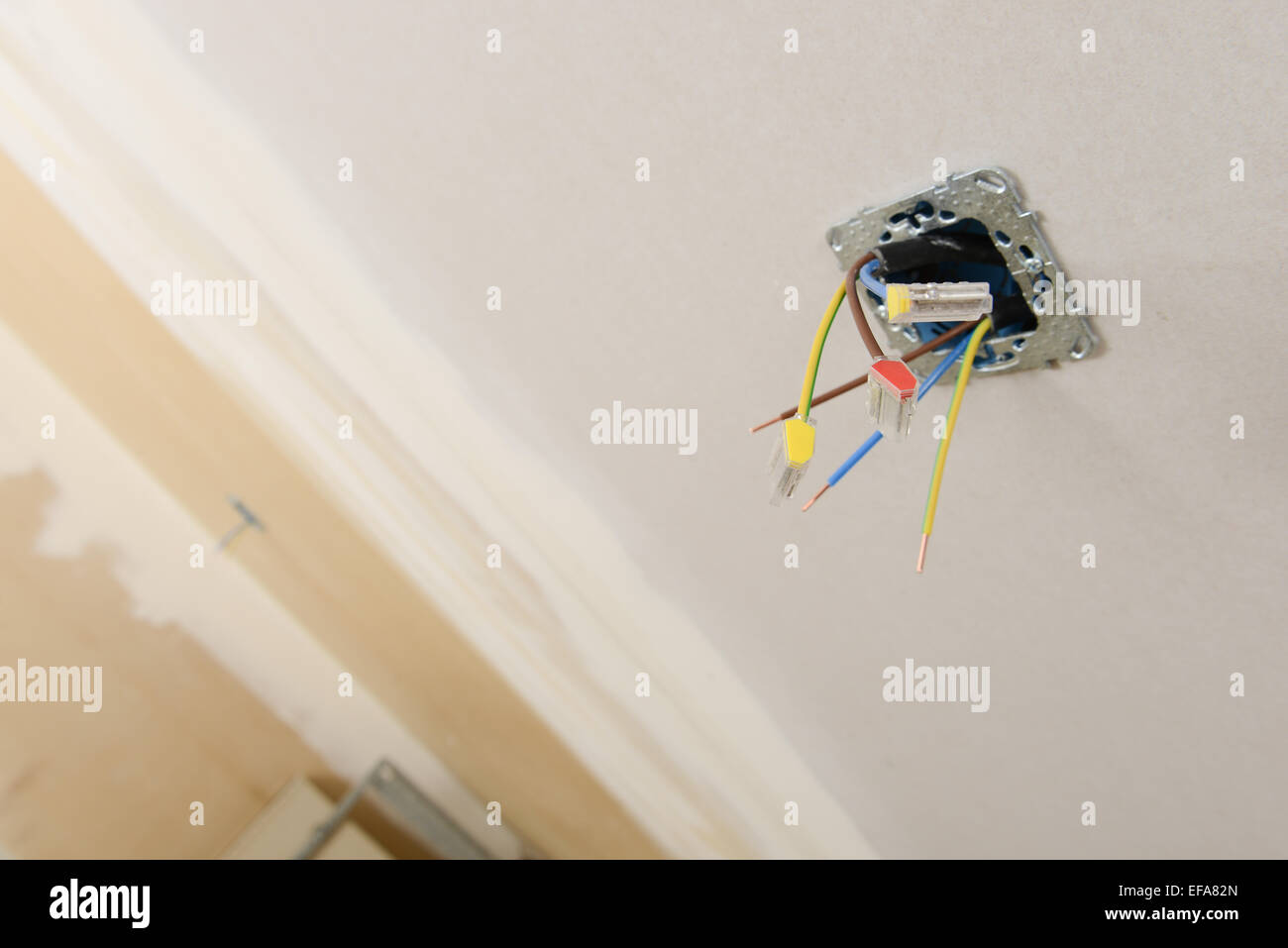 Apparecchiature elettriche lavori di ristrutturazione Foto Stock