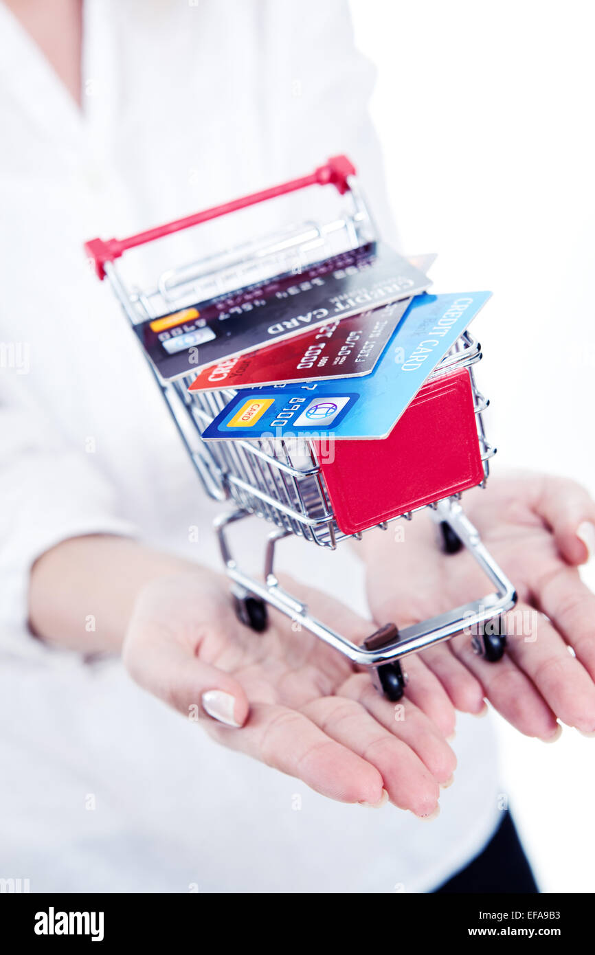 Opportunità di shopping su La donna la mano Foto Stock