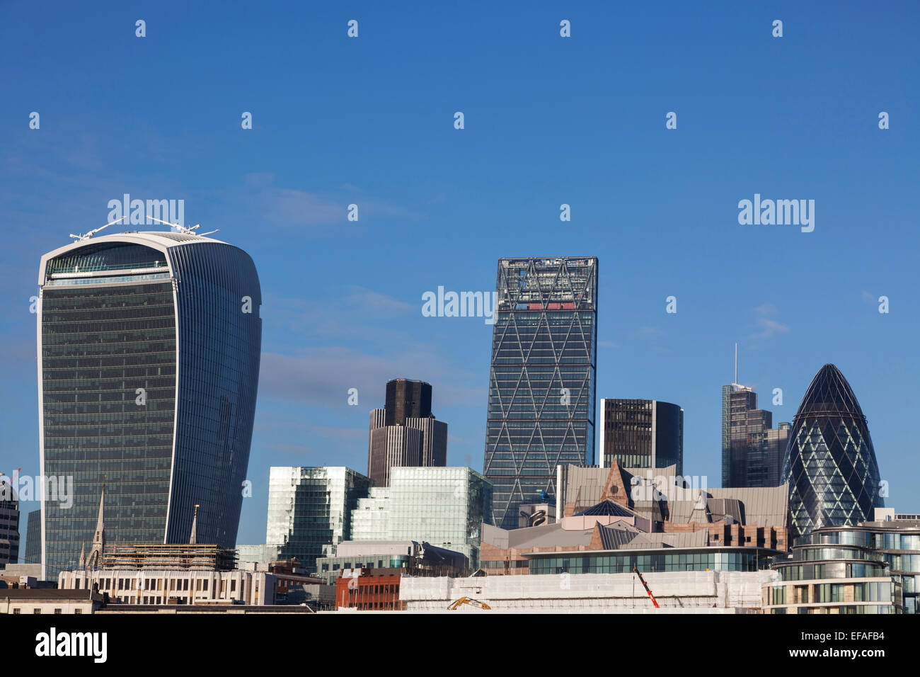 City of London skyline prese dalla Banca del Sud, Regno Unito. Foto Stock