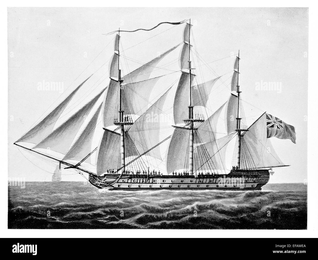 H.M.S. Sanspareil catturato 1794. È stato a Lord Bridport azione del 1795. Fatto a picco HULK 1810. Demolito 1842 Foto Stock