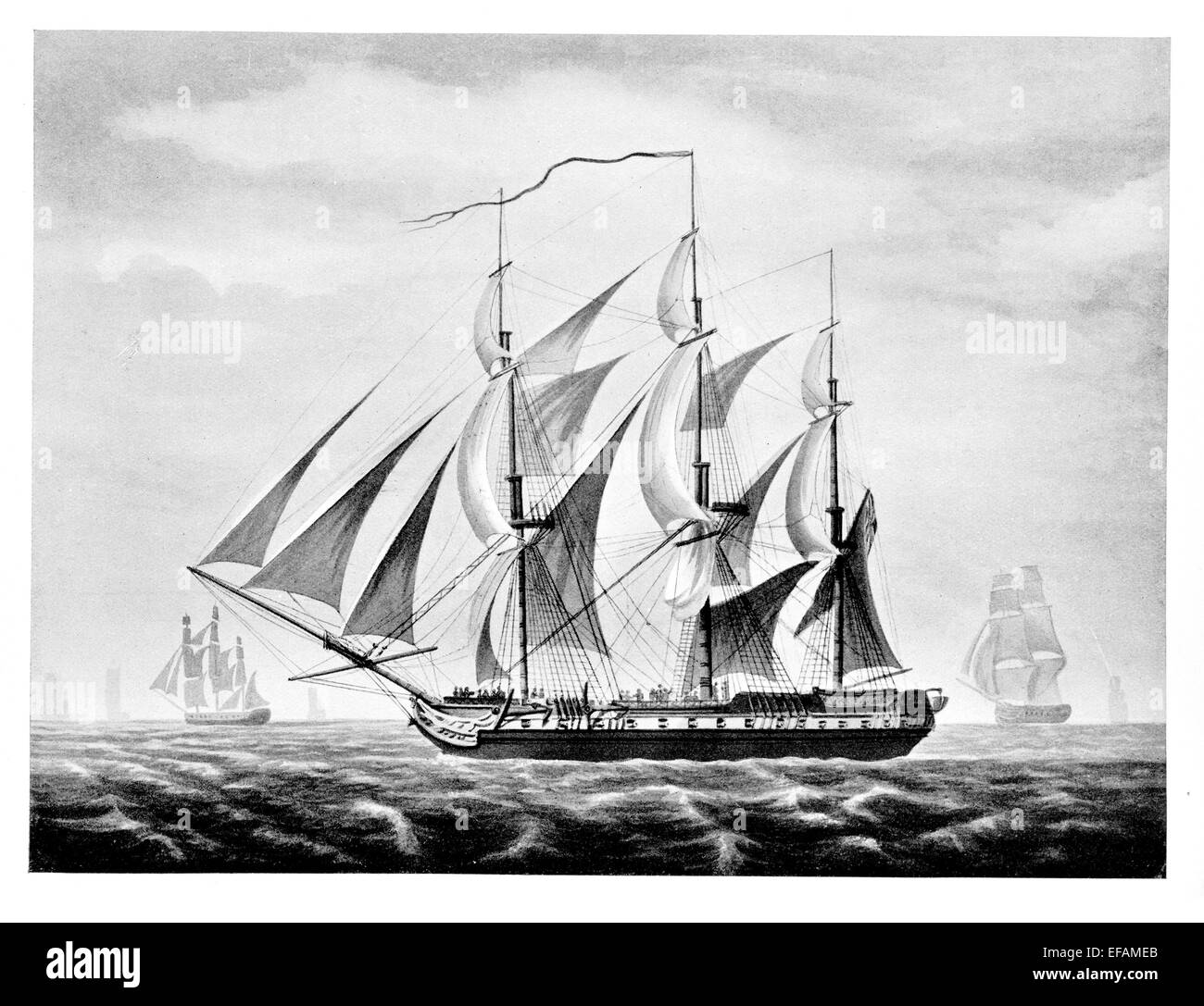 H.M.S. Seine ex francese pistola 40 Frigate catturato 1798 Scatafascio Texel 1803 Foto Stock