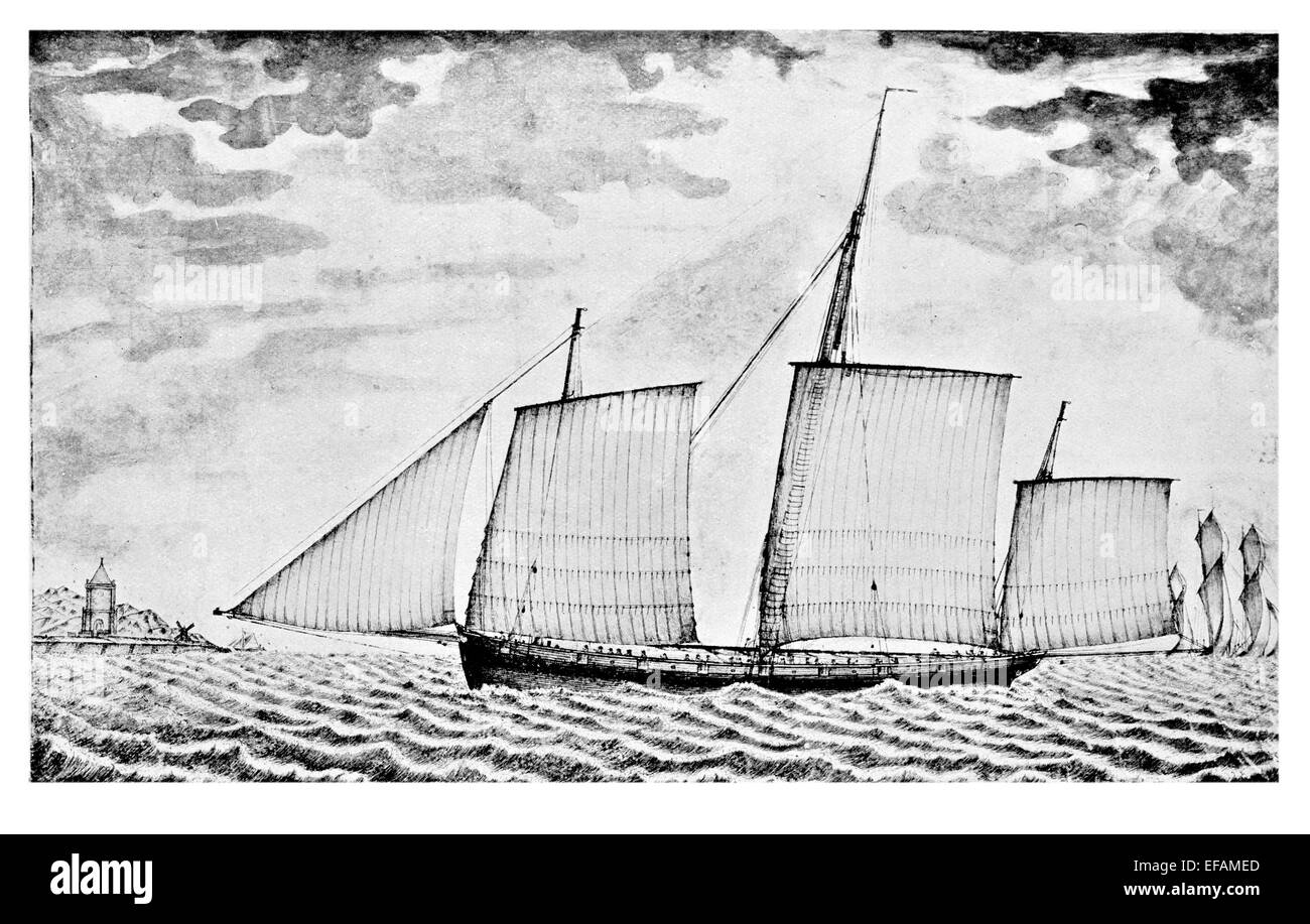 L'allodola un Lugger nel servizio navale Nelson probabilmente utilizzato per perlustrare a Copenhagen 1805 Foto Stock