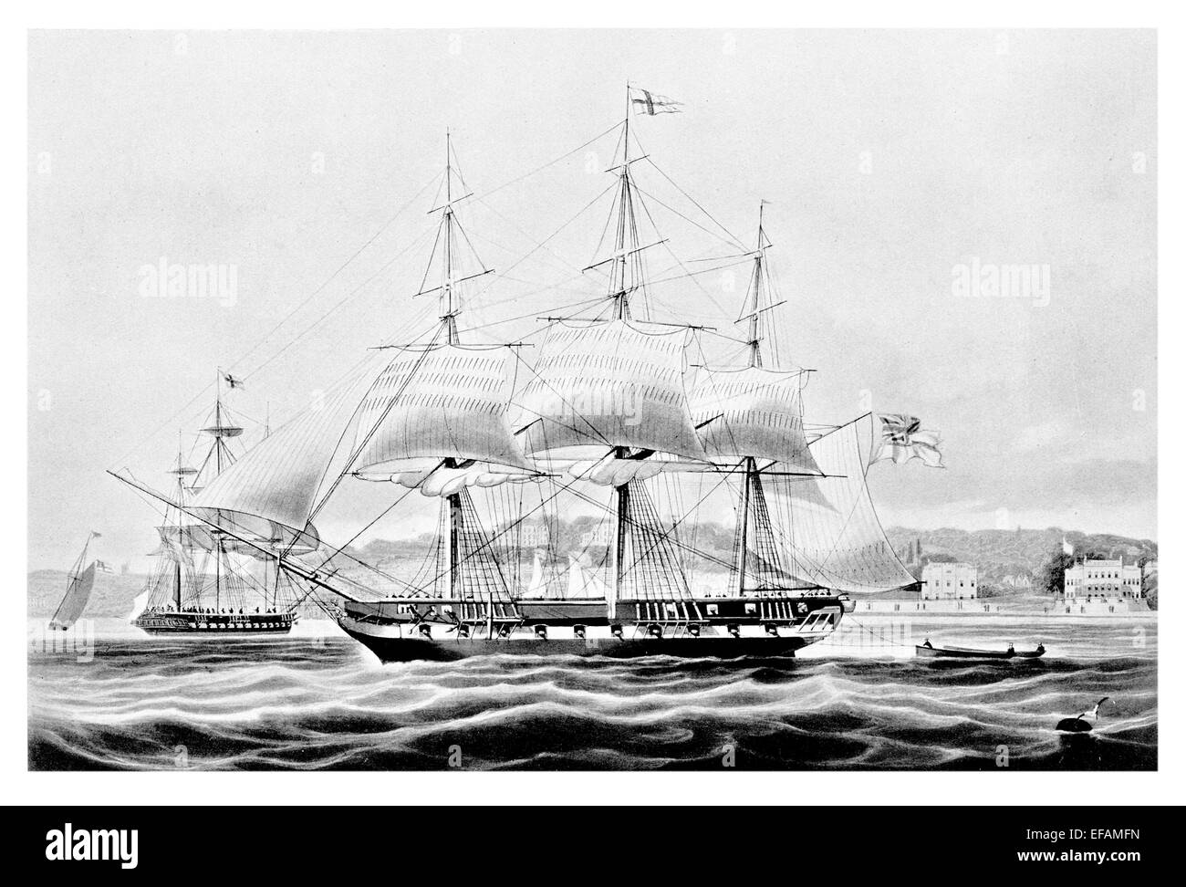 Yacht Falcon 1824 armati come uomo di guerra venduto 1836 data ruote a pale inviato a Calcutta poi utilizzati nel commercio di oppio Foto Stock