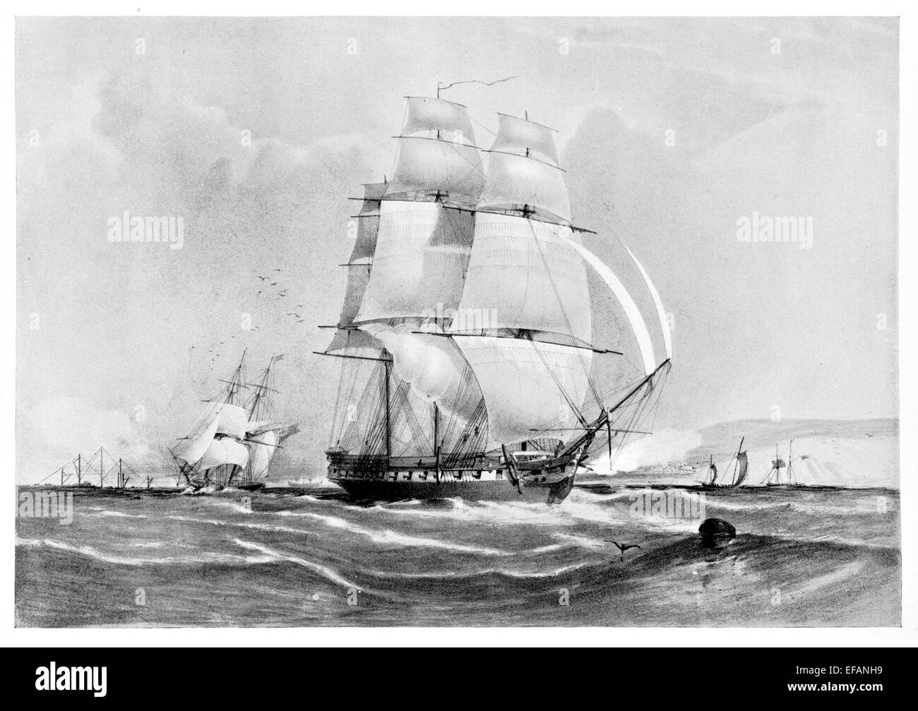 H.M.S. Pique 36 pistola un Symondite 1834 acri Dismasted 1840 1871 isolamento nave ospedale Plymouth venduto 1910 Foto Stock