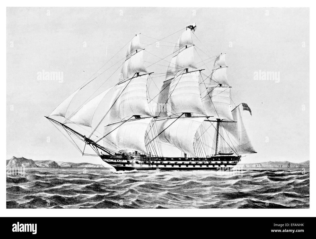 East India uomo Earl di Balcarras lanciato Bombay 1815 più grande nave di proprietà di società H.E.I venduto 1834 utilizzato fino a 1860's Foto Stock