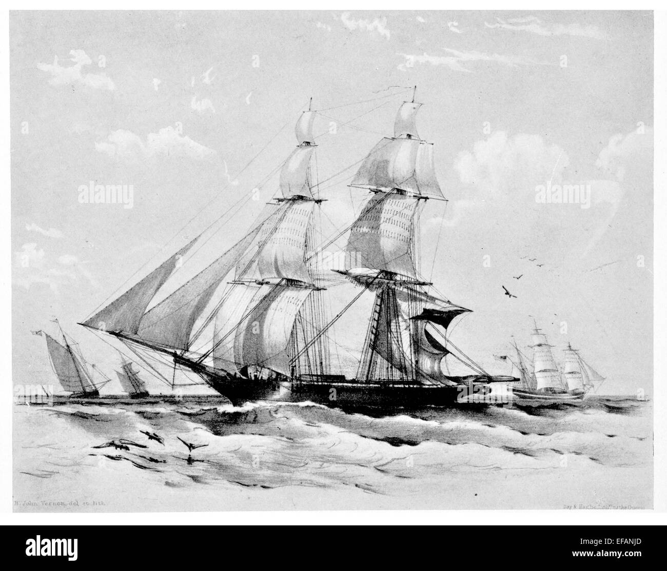 H.M. Brig Waterwitch pistola 10 costruito come Yacht acquistato dalla marina 1834 catturato slave brasiliano al fianco di Brig Rapid 1847 venduto 1861 Foto Stock