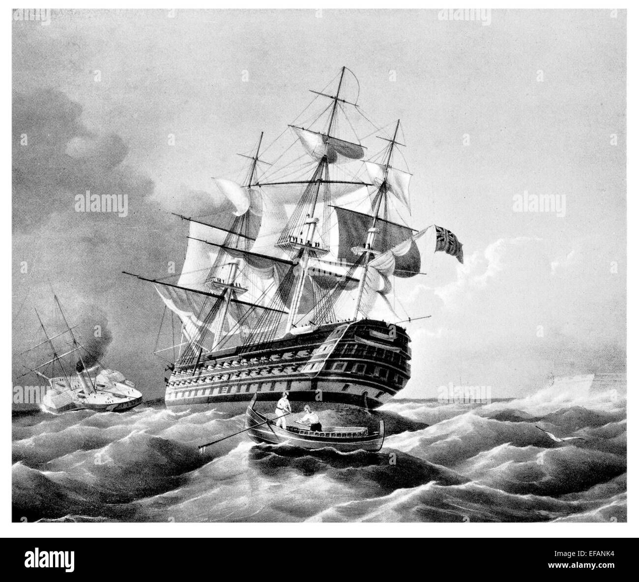 H.M.S. Regina pistola 110 1839. Serviti del Mediterraneo. Masterizzato da Russo gusci Sebastopoli si è poi ridotto a 2 decker e motori di dato Foto Stock