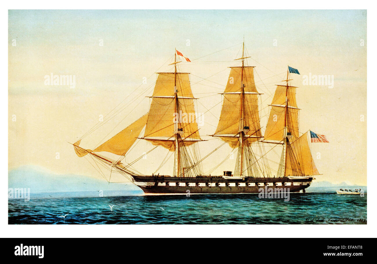 Il Museo della Portaerei U.S.S. Lancaster 1858 Corvette vite dato Ram Bow 1881 poi utilizzata per la pratica di gunnery Foto Stock