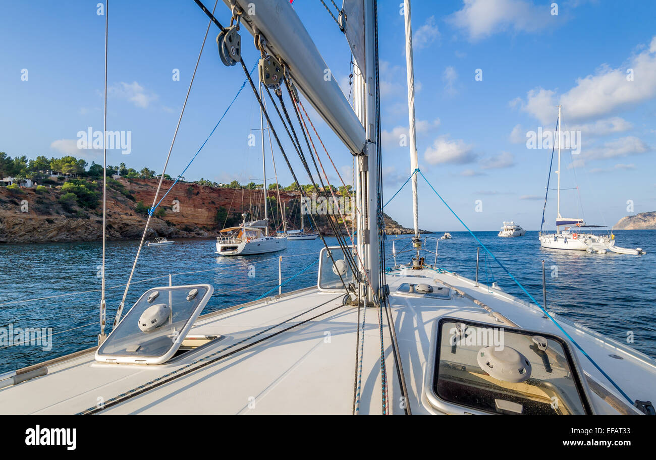 Sailing yacht deck Foto Stock