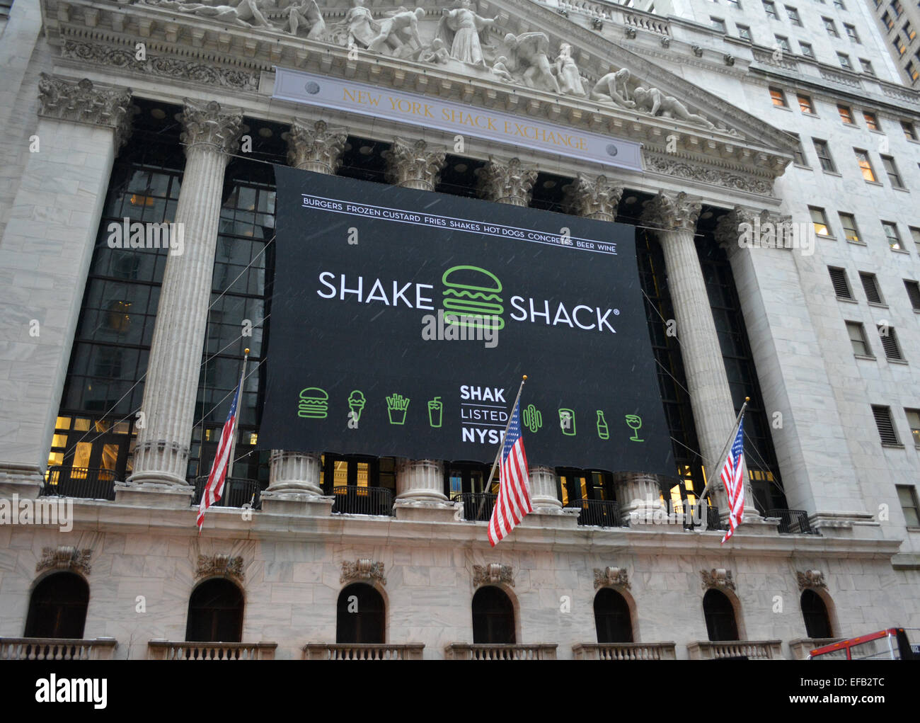 New York, Stati Uniti d'America. 29 gen, 2015. Borsa di New York celebra la Shake Shack IPO. Credito: Christopher Penler/Alamy Live News Foto Stock