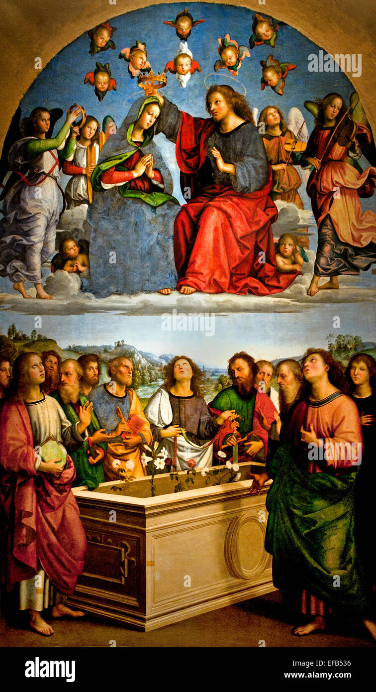 L'Incoronazione della Vergine (Oddi Ancona) tra 1502 e 1503 Raffaello (1483-1520) Raffaello Sanzio da Urbino Pinacoteca Musei Vaticani Roma Italia Foto Stock