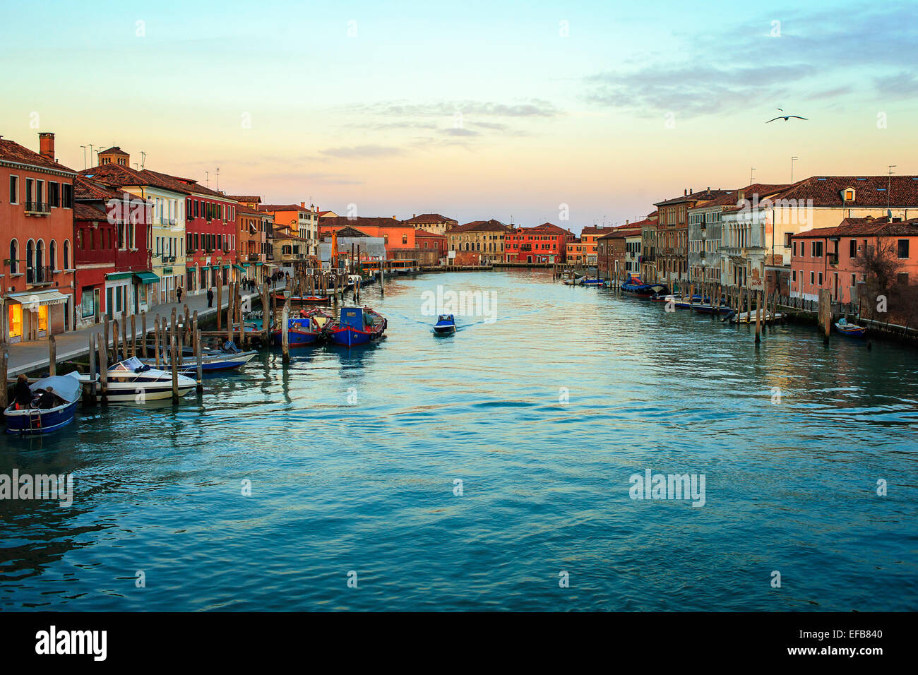 Seascape di Murano canal, sito patrimonio mondiale dell'UNESCO, Venezia, Italia Foto Stock