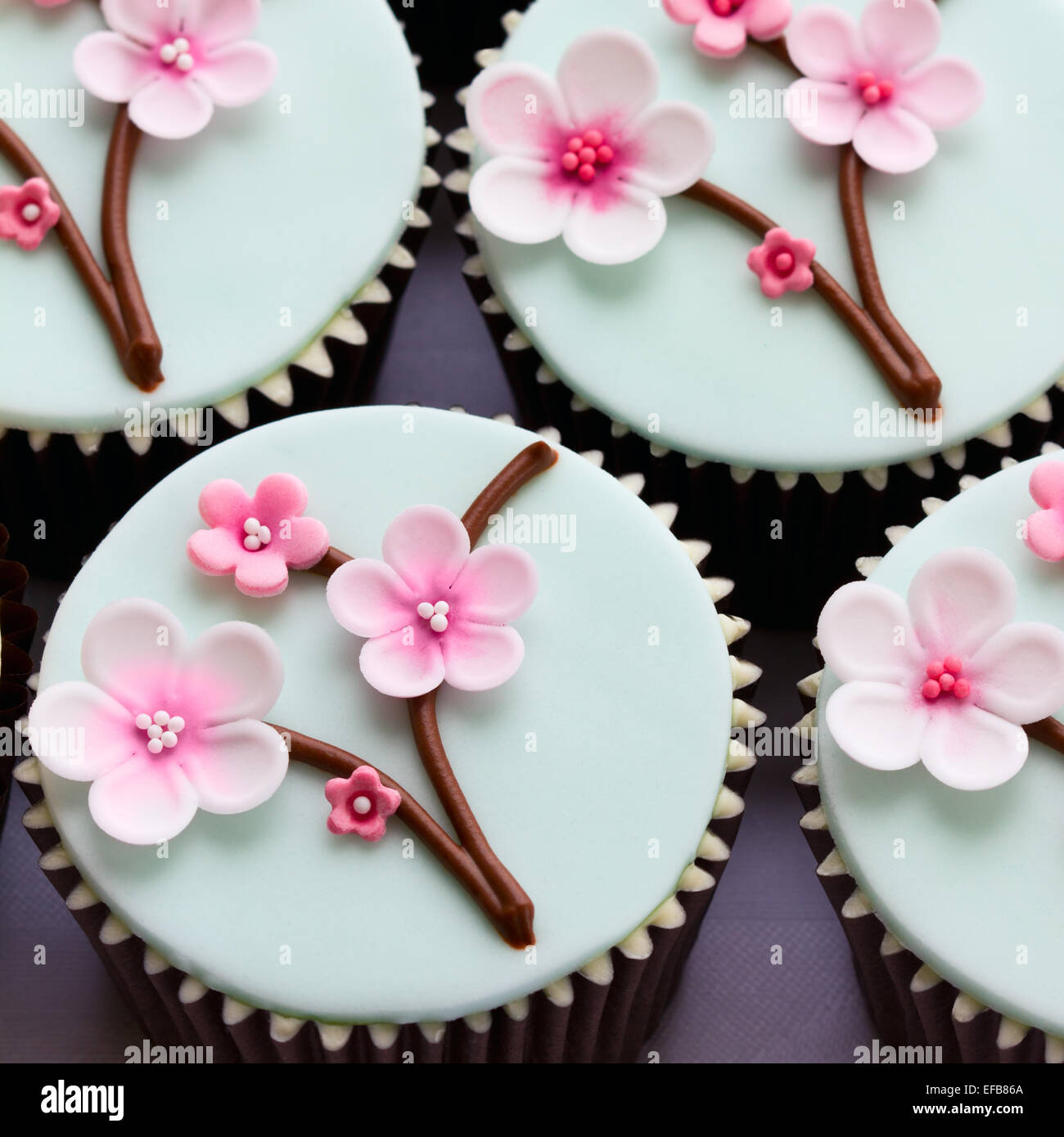 Tortine decorate con fiori di ciliegio fiori Foto stock - Alamy
