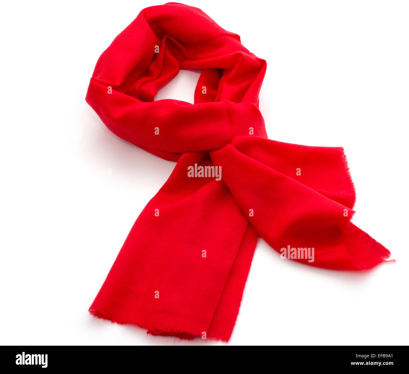Sciarpa rossa pashmina o isolato su bianco Foto Stock