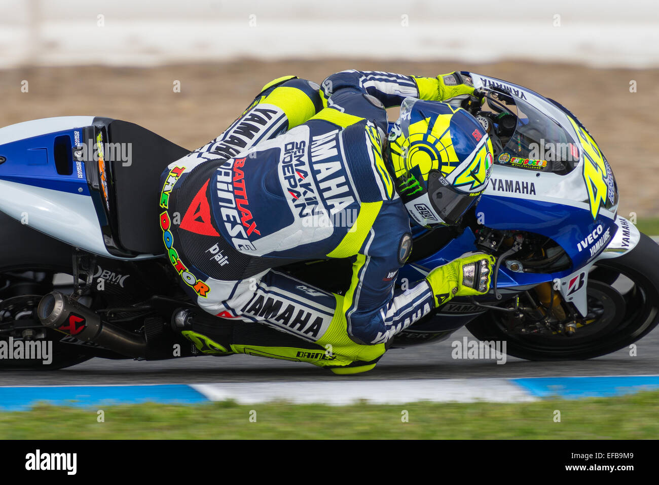 Valentino Rossi test Yamaha M1 Foto Stock