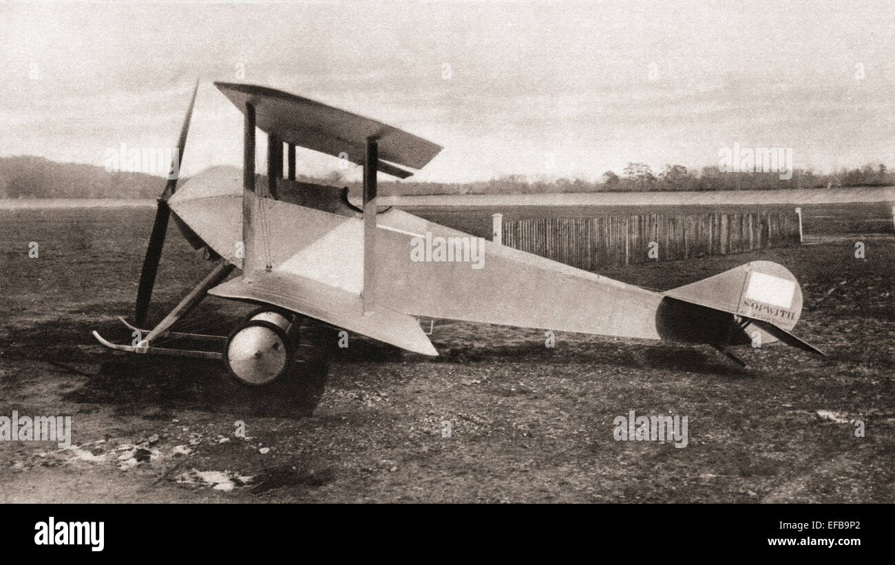 Un Sopwith Tabloid, monoposto scout biplano trattore utilizzato durante la Prima Guerra Mondiale. Foto Stock