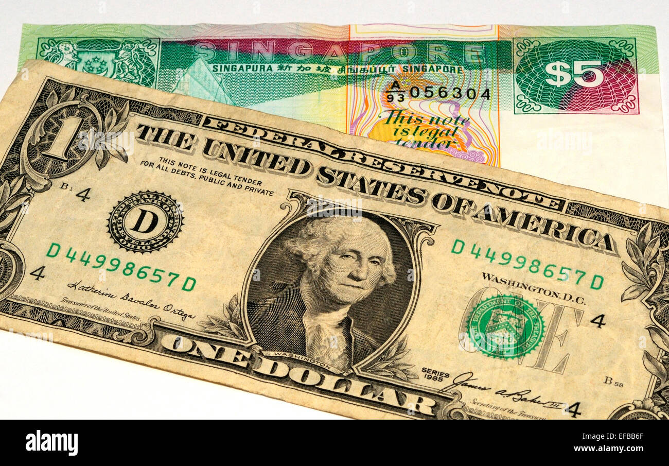 Dollaro USA e il dollaro di Singapore Banconote Foto Stock