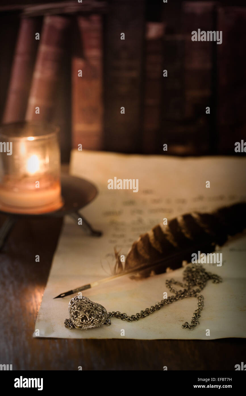 Gli autori scrivania e lettera d'amore, ispirazione Foto Stock