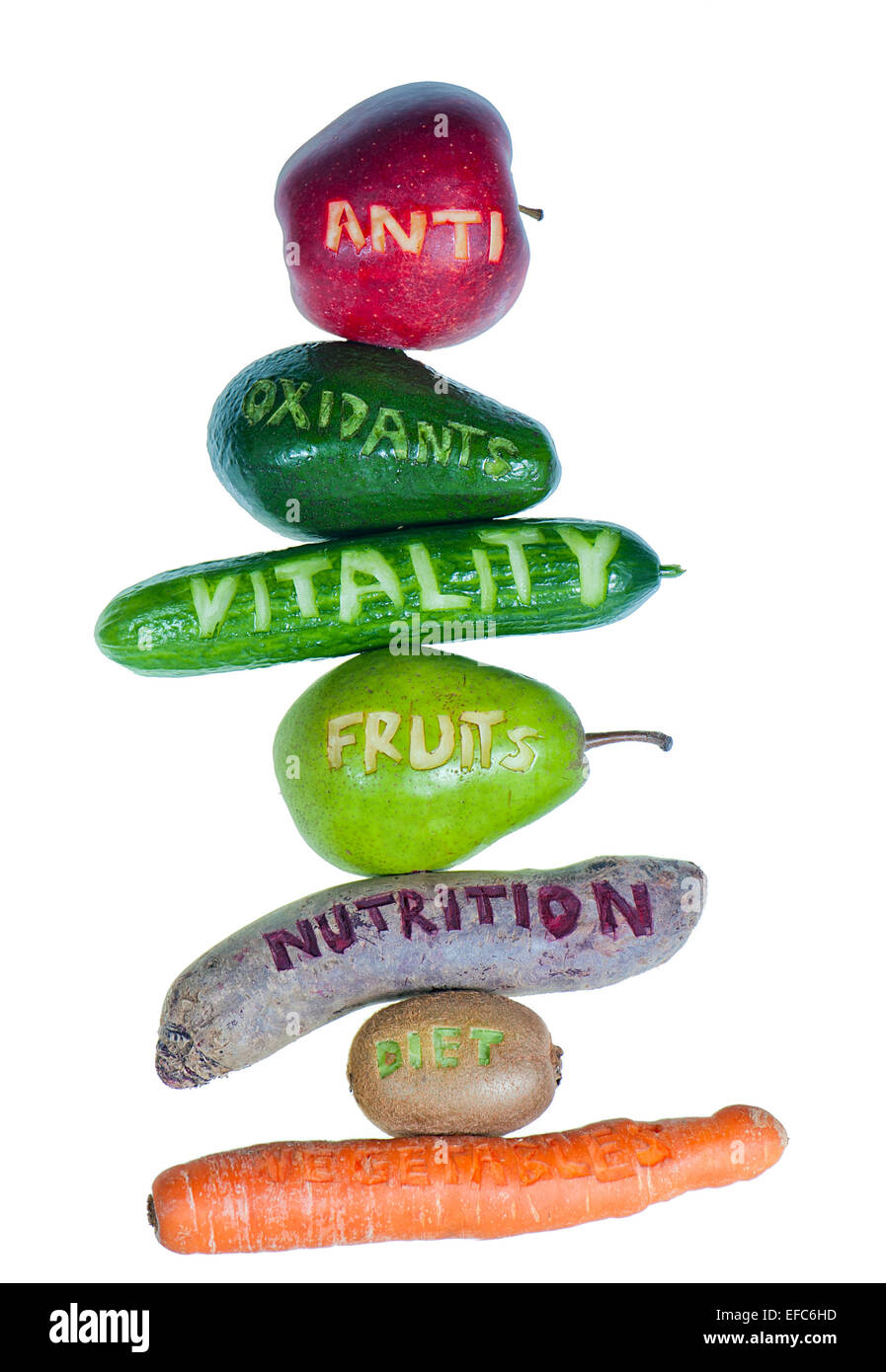 Cumulo di frutta e verdura - antiossidante naturale nozione Foto Stock