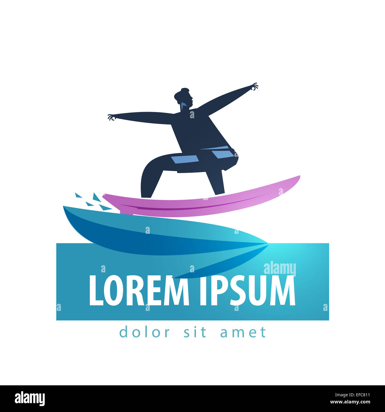 Vettore di surf logo design modello. surfer o sport icona. Foto Stock