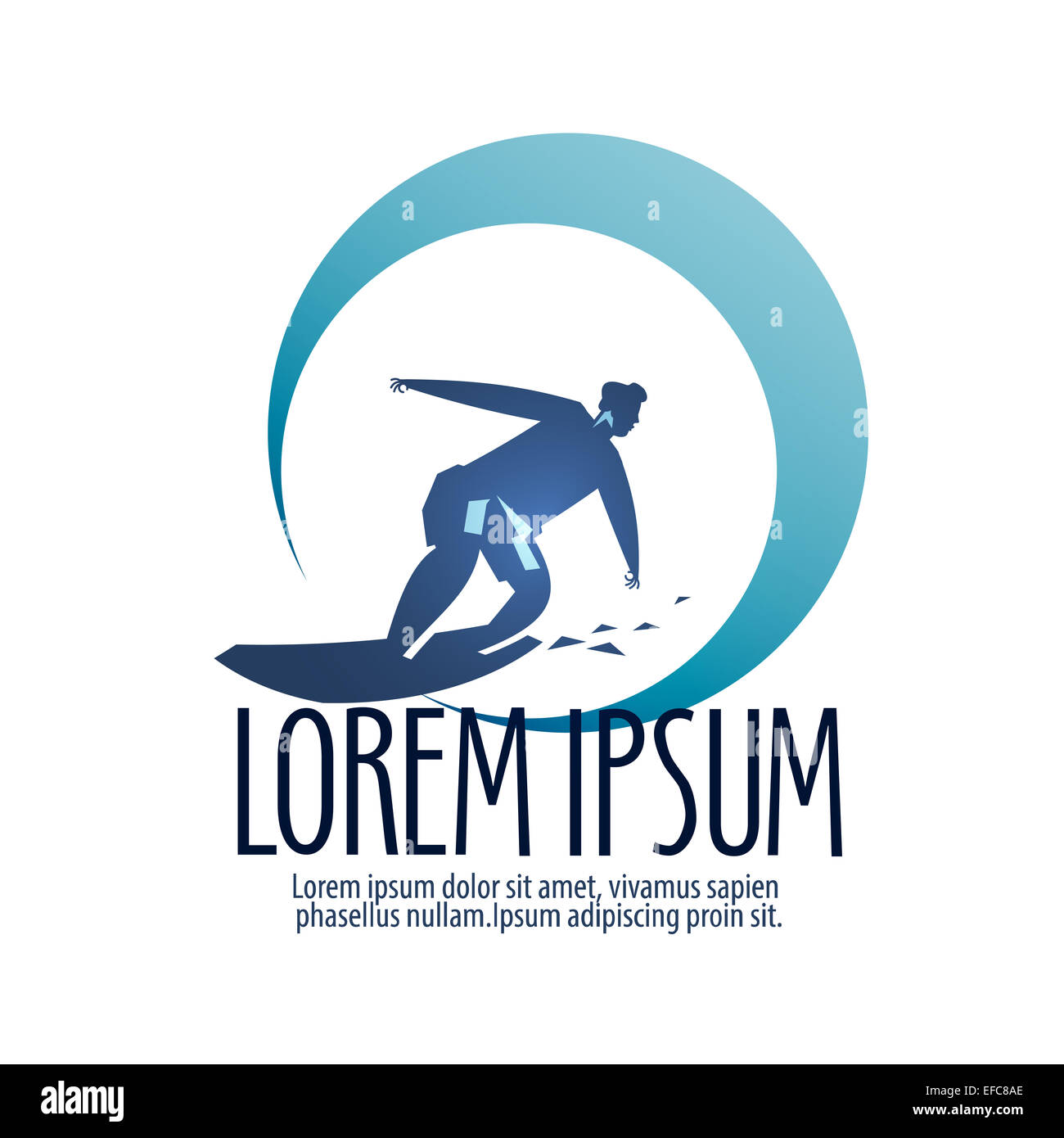 Vettore di surf logo design modello. sport o icona del surfista. Foto Stock