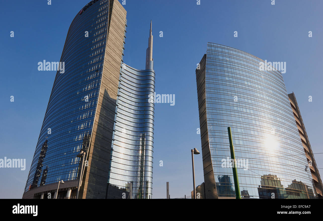 Unicredit grattacielo Torre da Cesar Pelli è l'edificio più alto in Italia. Porta Nuova district milano lombardia Foto Stock