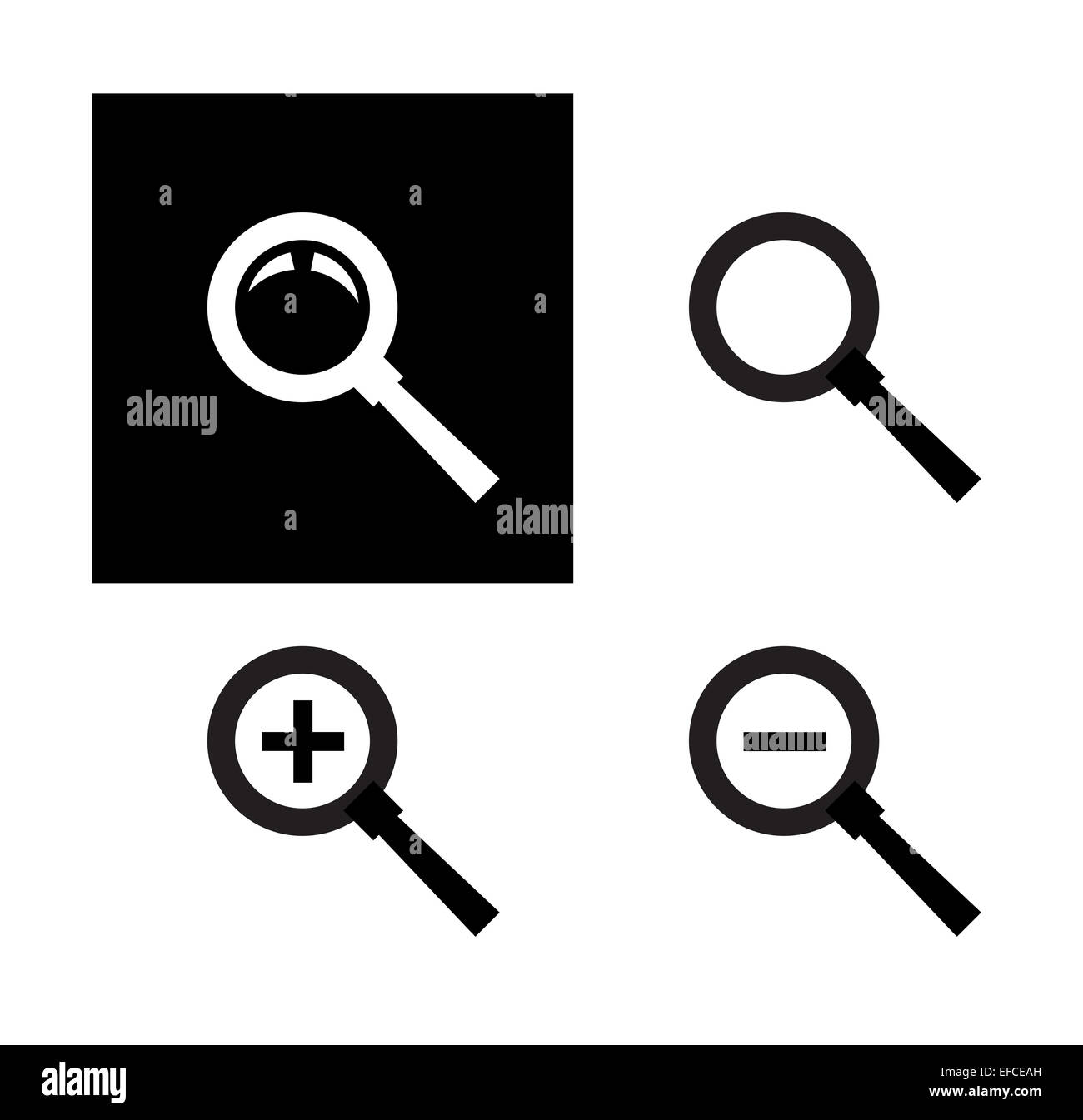 Il vettore di ricerca logo design modello. lente di ingrandimento o icona Zoom. Foto Stock