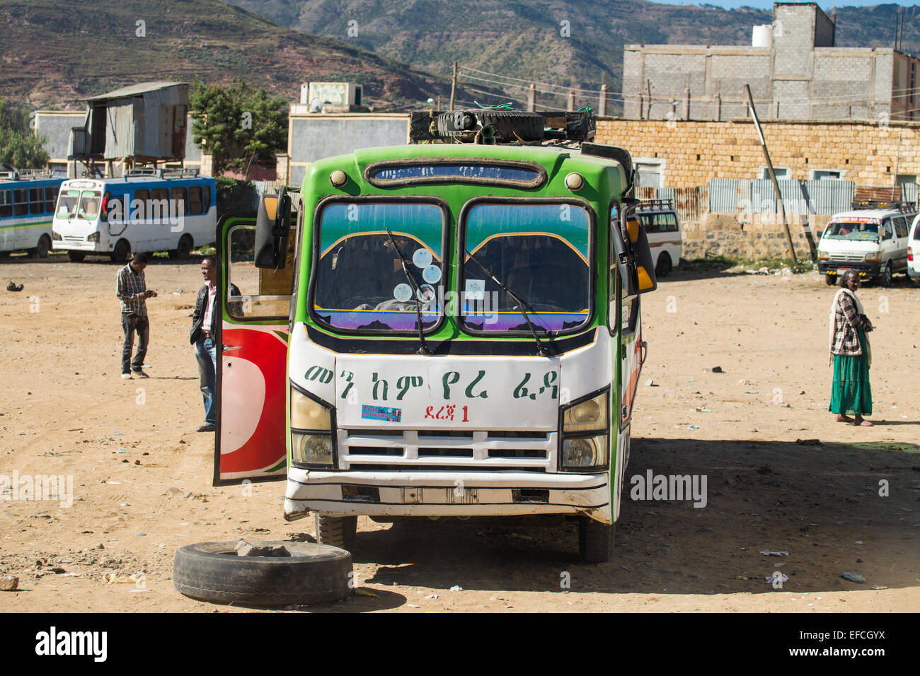 Bus in stazione, Etiopia, Africa. Foto Stock