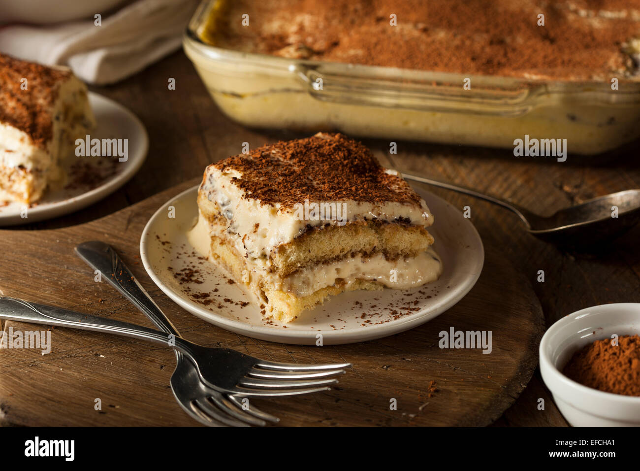 Tiramisù fatti in casa per il Dessert con caffè e cioccolato Foto Stock