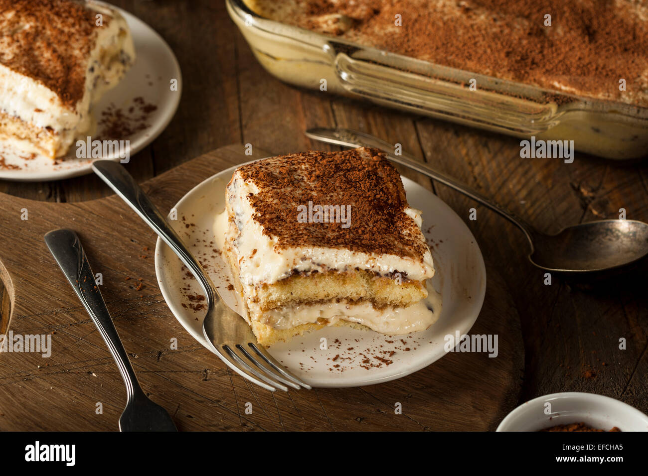 Tiramisù fatti in casa per il Dessert con caffè e cioccolato Foto Stock