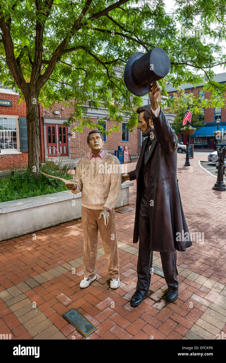 Visita di ritorno scultura di Seward Johnson, Lincoln Square, Gettysburg, Adams County, Pennsylvania, STATI UNITI D'AMERICA Foto Stock