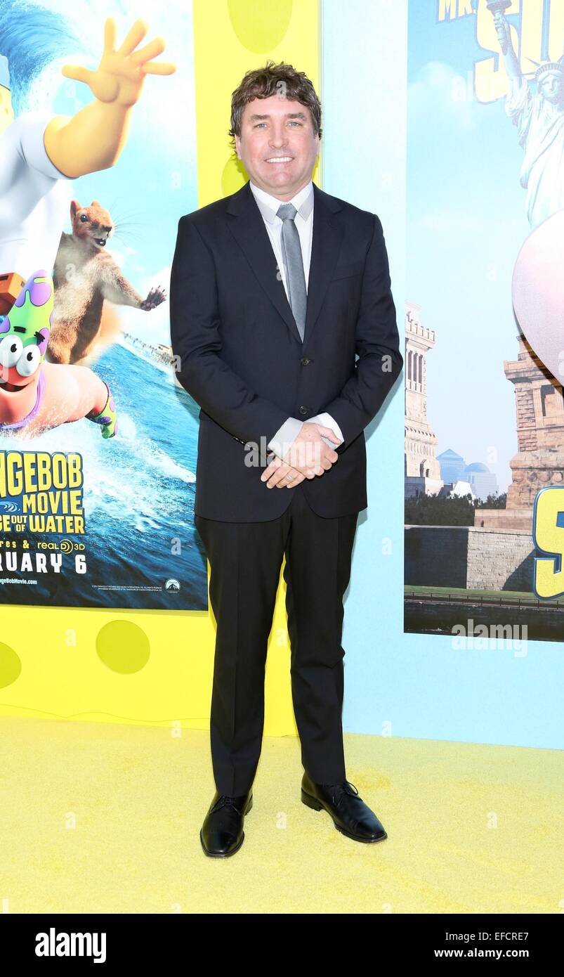 New York, NY, STATI UNITI D'AMERICA. 31 gennaio, 2015. Stephen Hillenburg presso gli arrivi di SPONGEBOB MOVIE: Spugna AL DI FUORI DELL'ACQUA Premiere, AMC Theatre al Lincoln Square, New York, NY Gennaio 31, 2015. Credito: Andres Otero/Everett raccolta/Alamy Live News Foto Stock