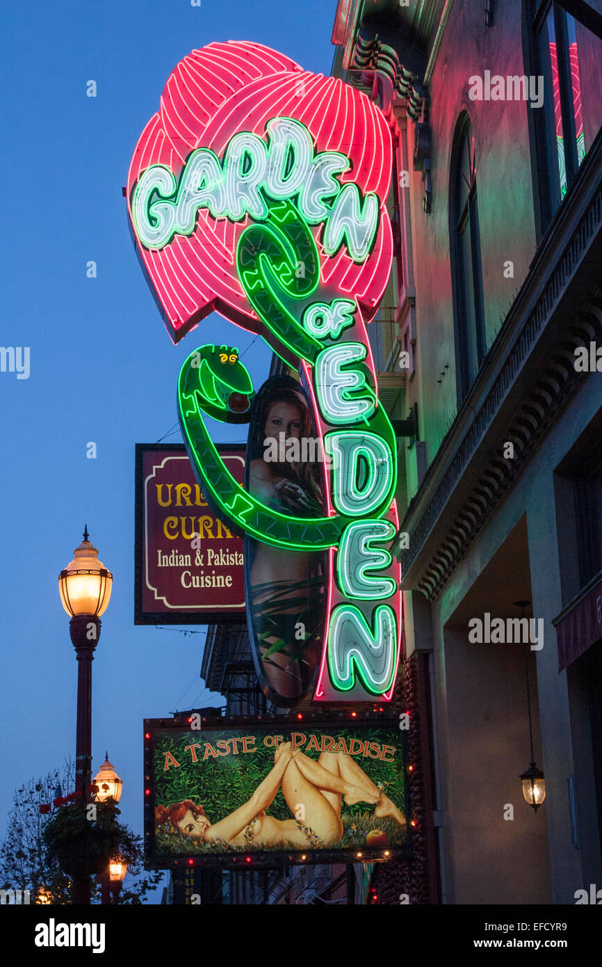 Il giardino di Eden in North Beach, San Francisco, California Foto Stock