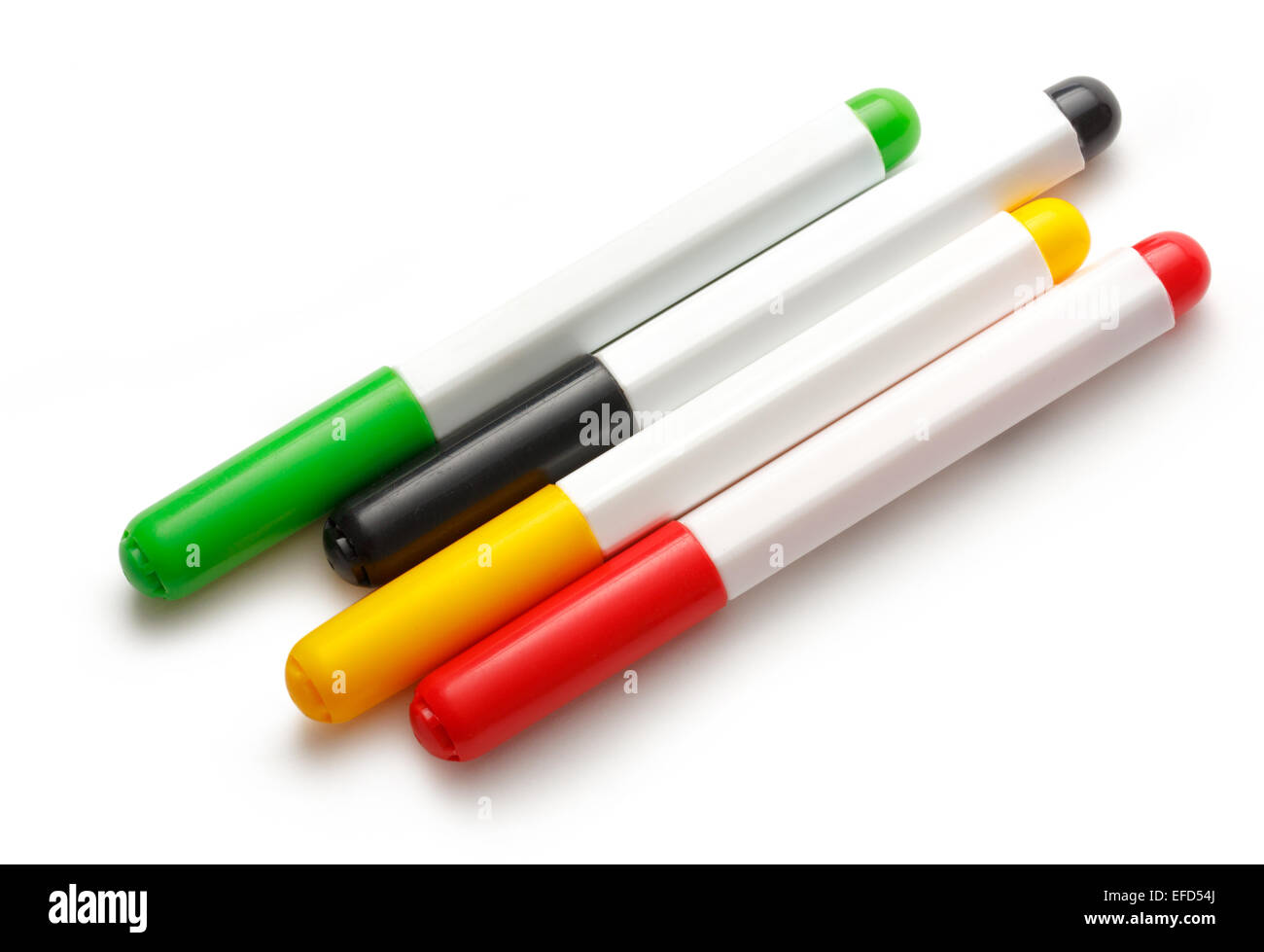 Marcatori luminosi o di soft-pin penne su sfondo bianco Foto Stock