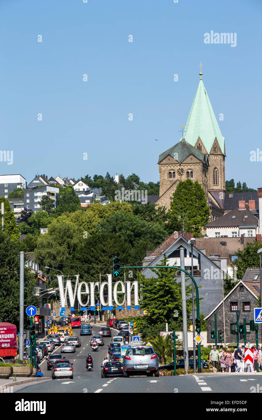 Città di Essen-Werden, quartiere meridionale al fiume Ruhr, Foto Stock