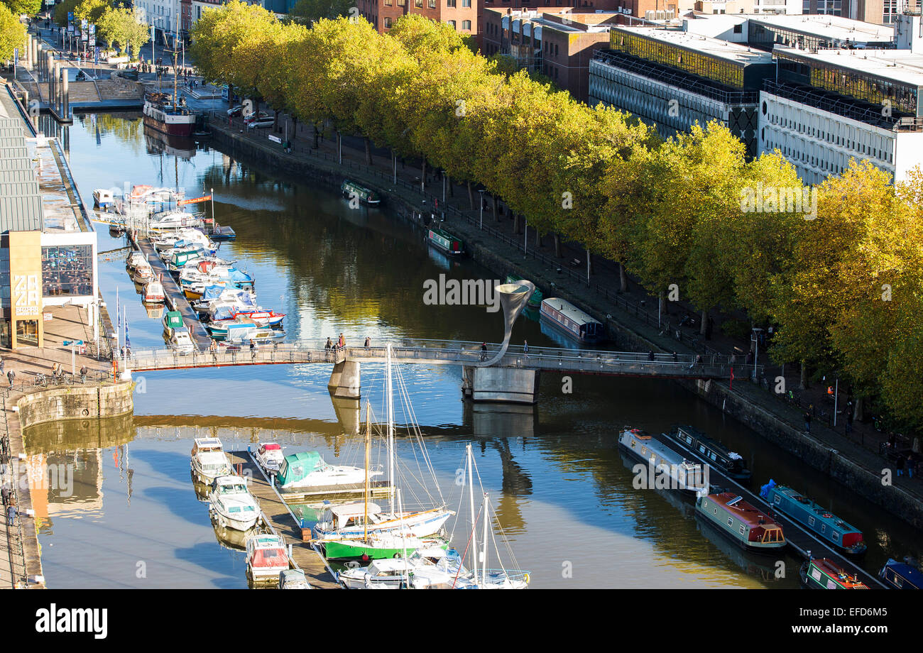 Vista aerea del Bristol floating dock e harbourside. Foto Stock