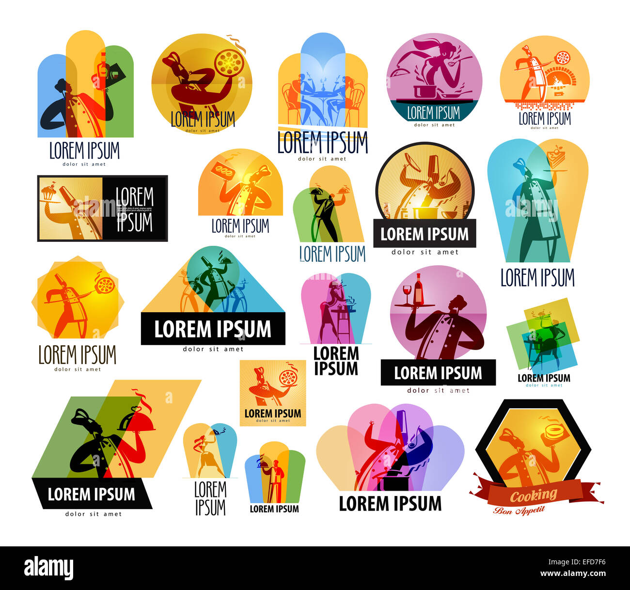 Vettore di cottura logo design modello. cibo o ristorante, cafe icona. Foto Stock