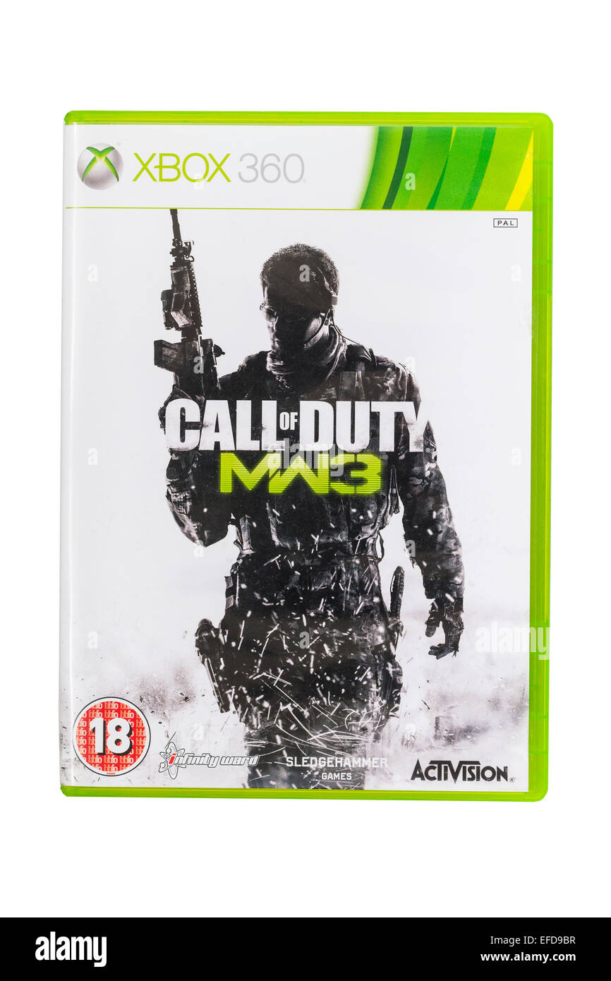 Microsoft Xbox 360 di Call of Duty MW3 gioco su sfondo bianco Foto Stock