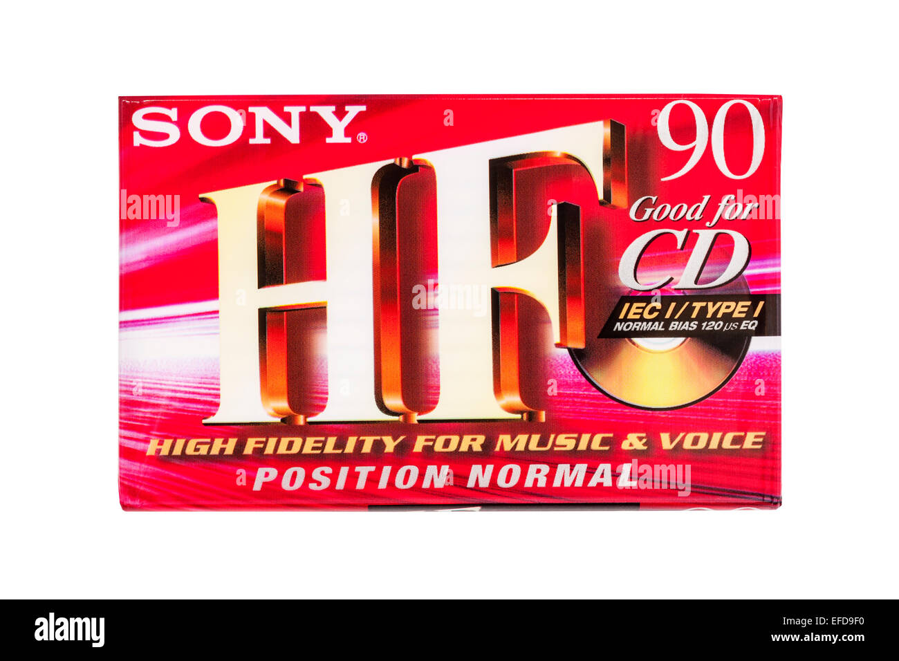 Un Sony video cassetta vuota per una telecamera video su sfondo bianco Foto Stock