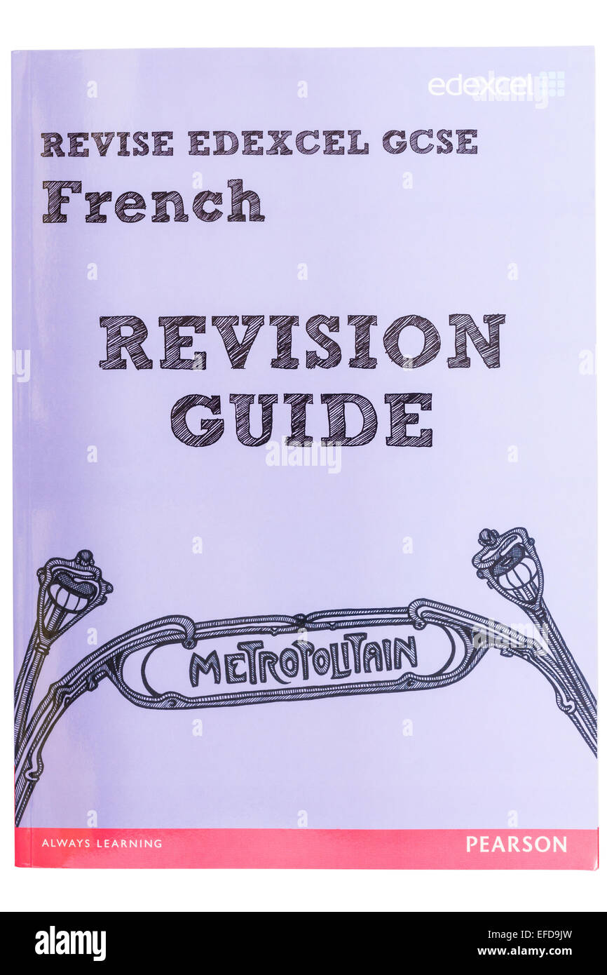 Un GCSE revisione francese libro guida su sfondo bianco Foto Stock