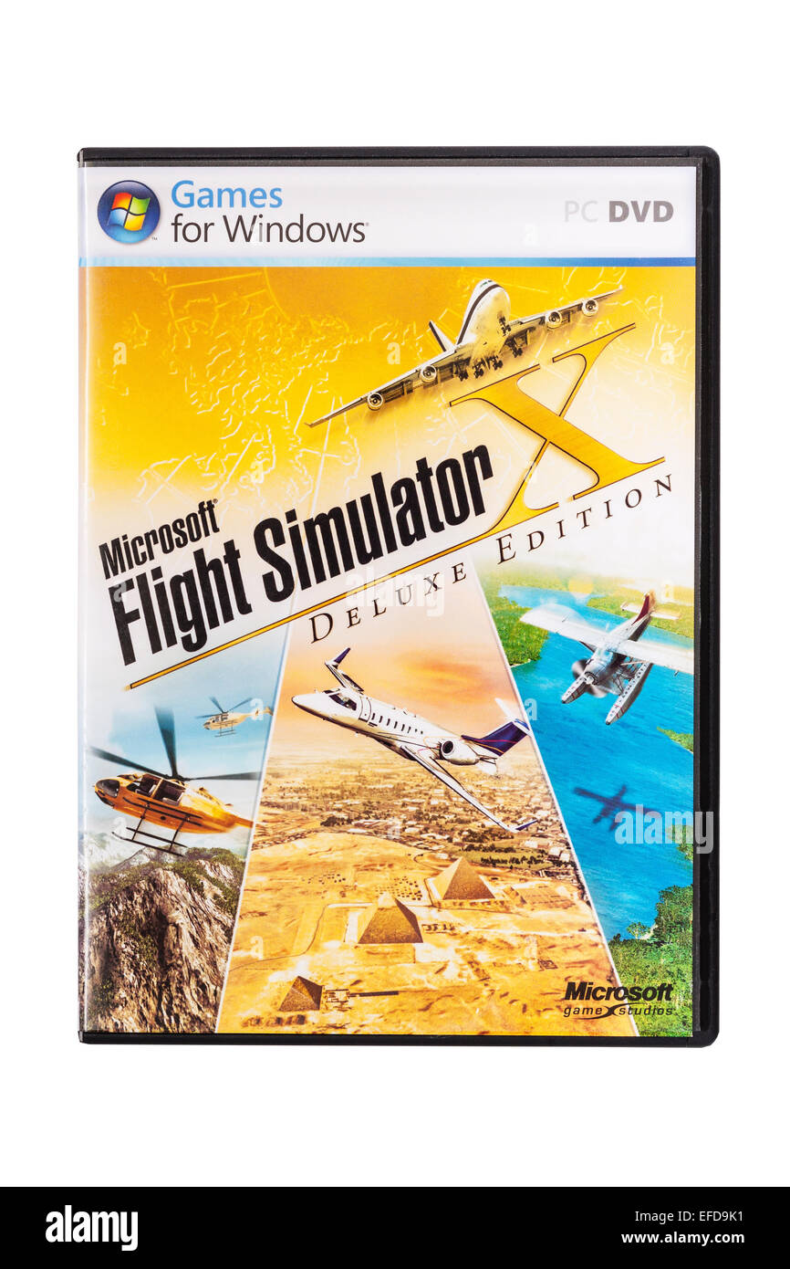 Un CD-ROM per PC Microsoft Flight Simulator gioco per computer su sfondo bianco Foto Stock