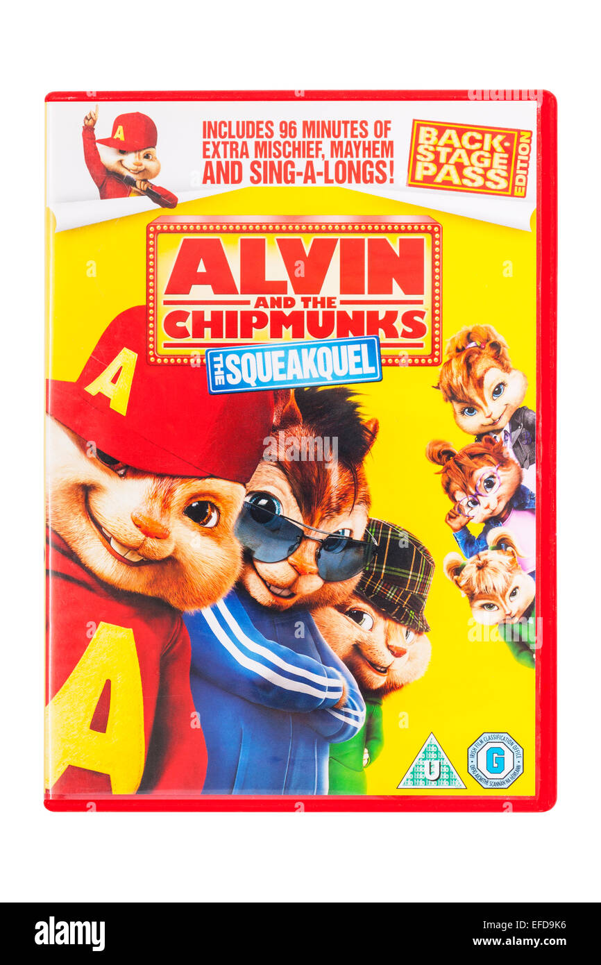 La Alvin ed i Chipmunks film DVD su sfondo bianco Foto Stock