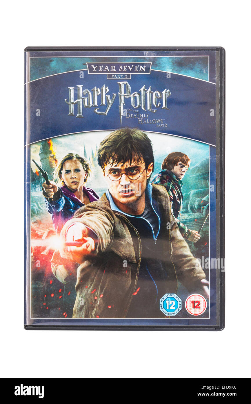 Harry Potter ed il Deathly Hallows parte 2 film DVD su sfondo bianco Foto Stock