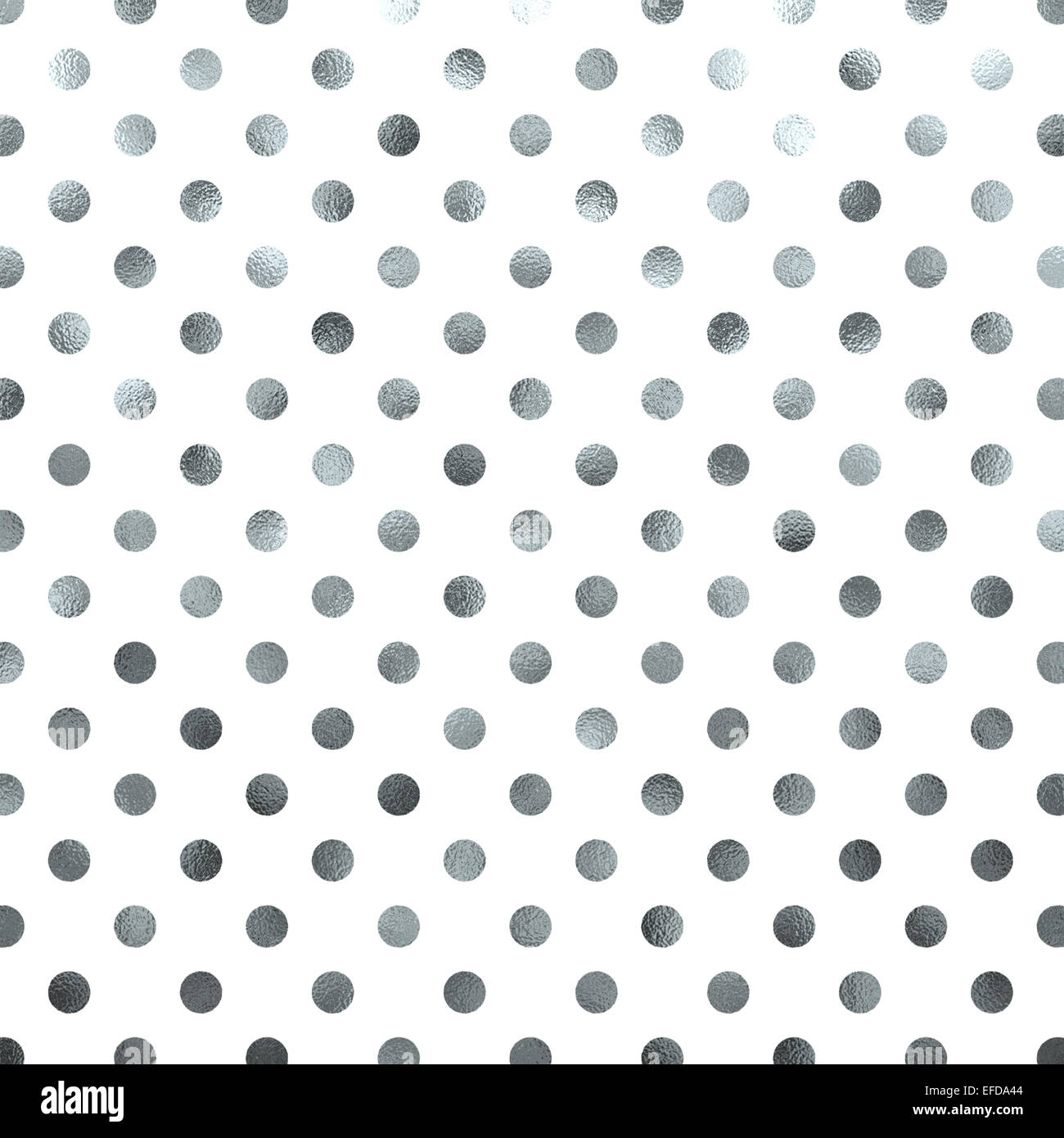 Silver Metallic Bianco Polka Dot pattern a punti svizzero digitale Texture di sfondo della carta Foto Stock