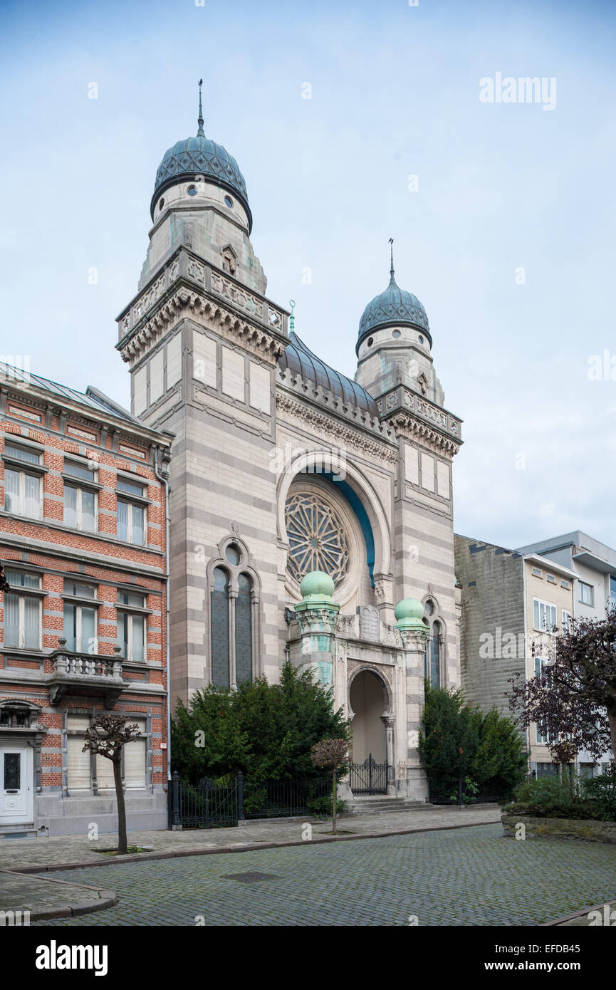 Belgio, Antwerpen, Bouwmeestersstraat sinagoga Foto Stock