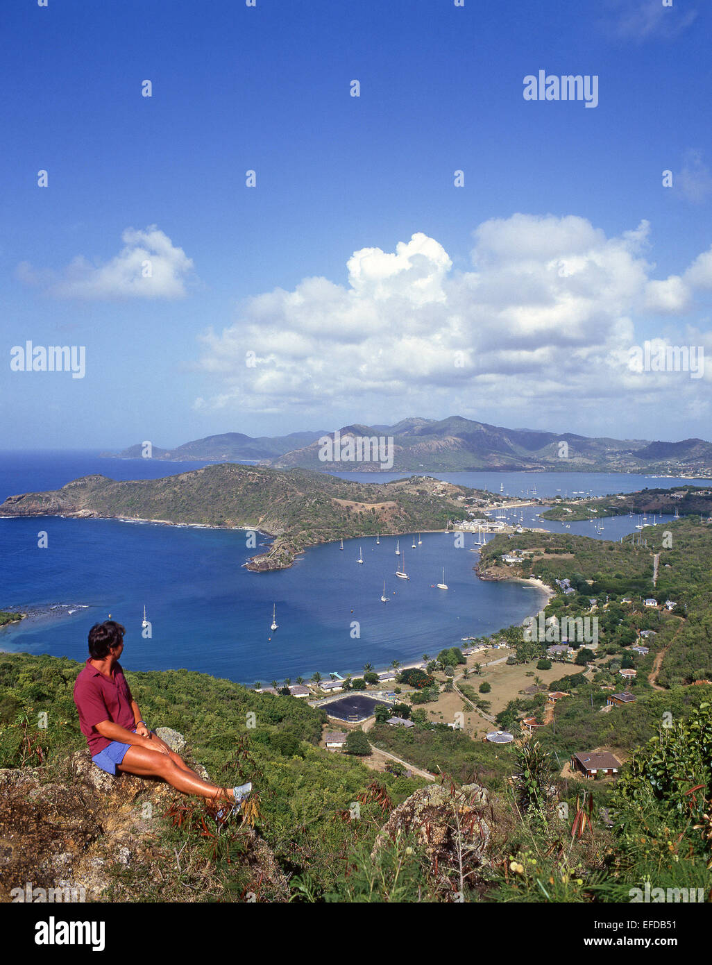 English Harbour da Shirley Heights, il Parco Nazionale di Nelson's Dockyard, San Paolo parrocchia, Antigua Antigua e Barbuda, Piccole Antille, dei Caraibi Foto Stock